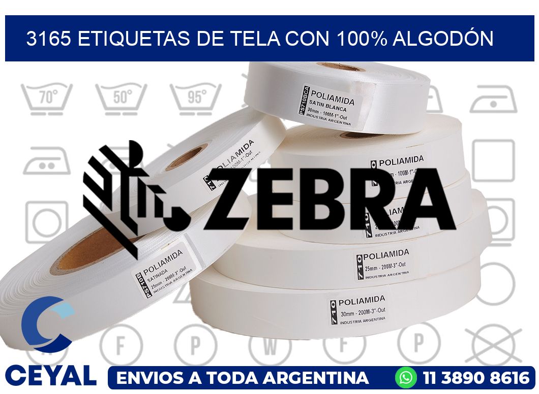 3165 ETIQUETAS DE TELA CON 100% ALGODÓN