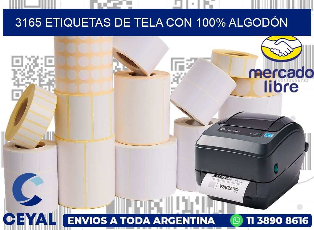 3165 ETIQUETAS DE TELA CON 100% ALGODÓN