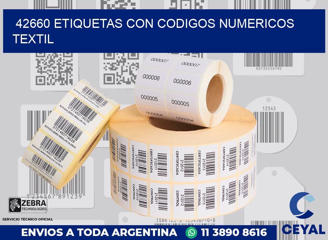 42660 ETIQUETAS CON CODIGOS NUMERICOS TEXTIL