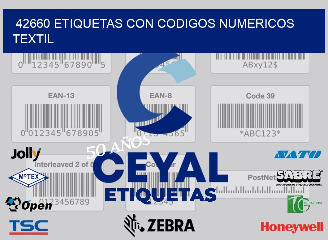 42660 ETIQUETAS CON CODIGOS NUMERICOS TEXTIL