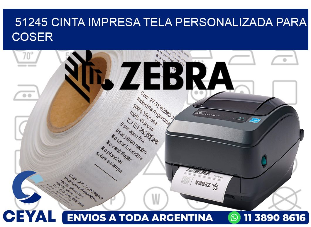 51245 CINTA IMPRESA TELA PERSONALIZADA PARA COSER