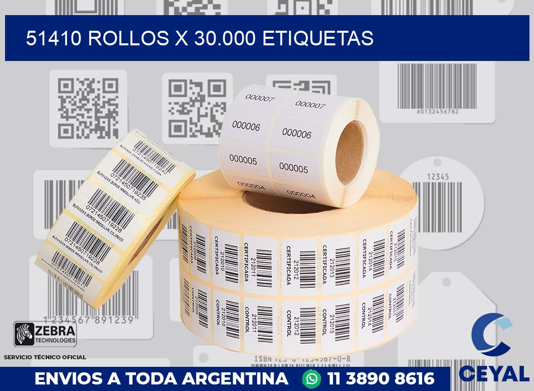 51410 Rollos x 30.000 etiquetas