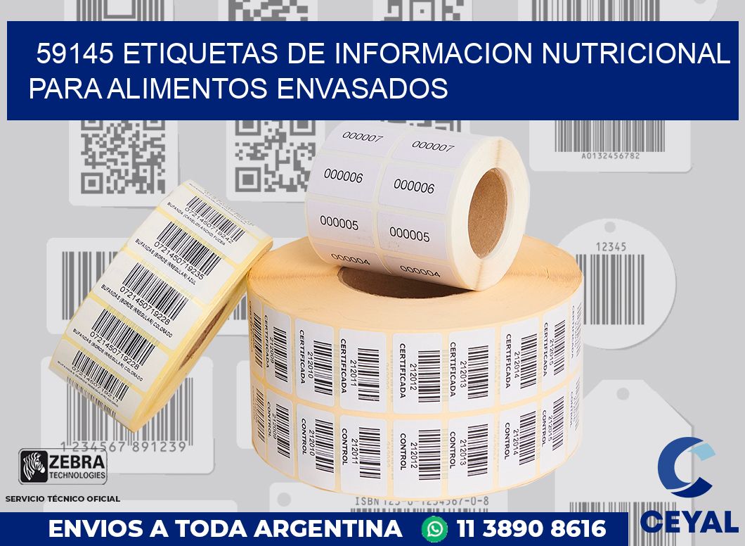 59145 ETIQUETAS DE INFORMACION NUTRICIONAL PARA ALIMENTOS ENVASADOS