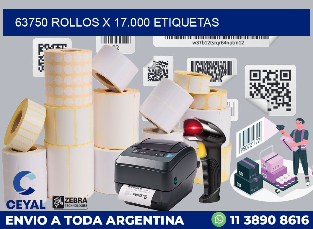 63750 Rollos x 17.000 etiquetas