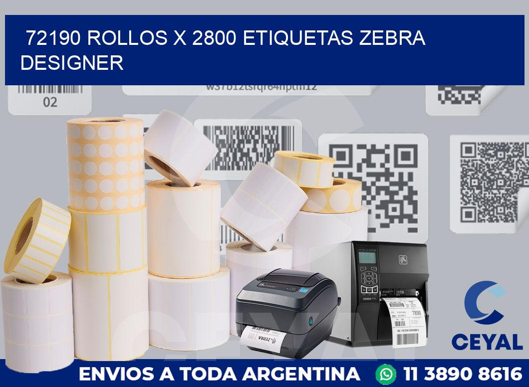 72190 Rollos x 2800 etiquetas zebra designer