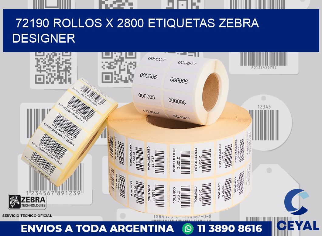 72190 Rollos x 2800 etiquetas zebra designer