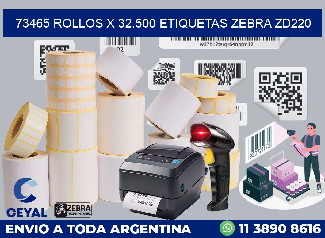 73465 Rollos x 32.500 etiquetas zebra zd220