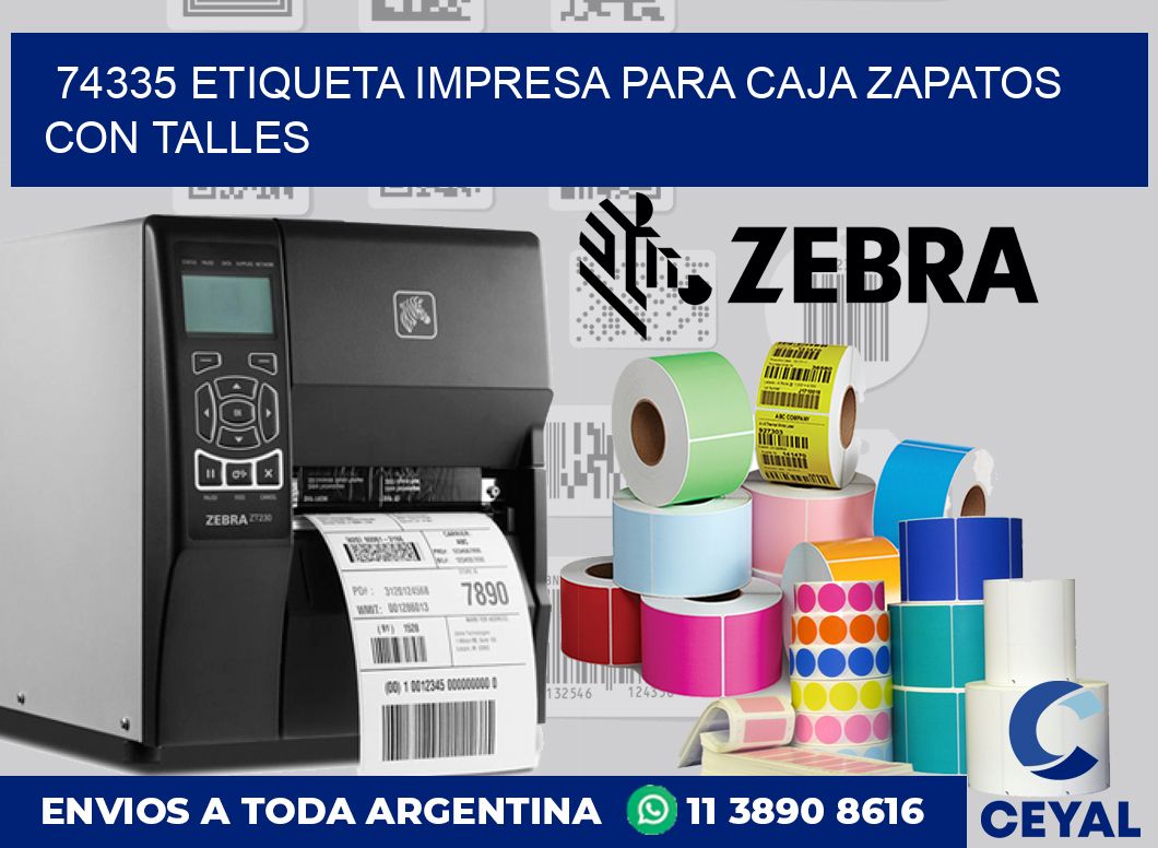 74335 ETIQUETA IMPRESA PARA CAJA ZAPATOS CON TALLES