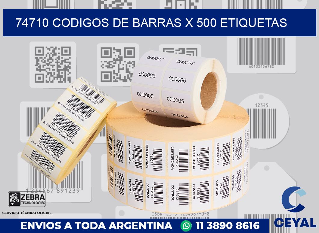 74710 codigos de barras x 500 etiquetas