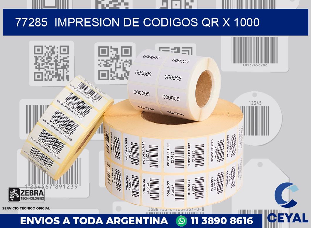 77285  impresion de codigos qr x 1000