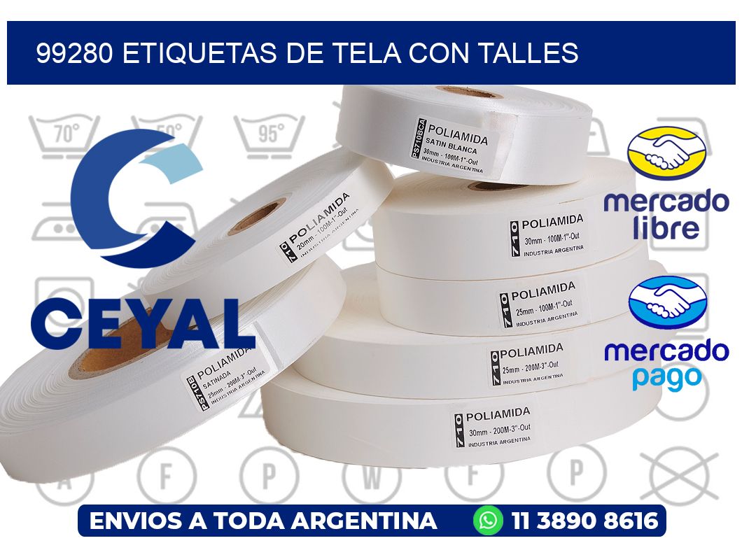 99280 ETIQUETAS DE TELA CON TALLES