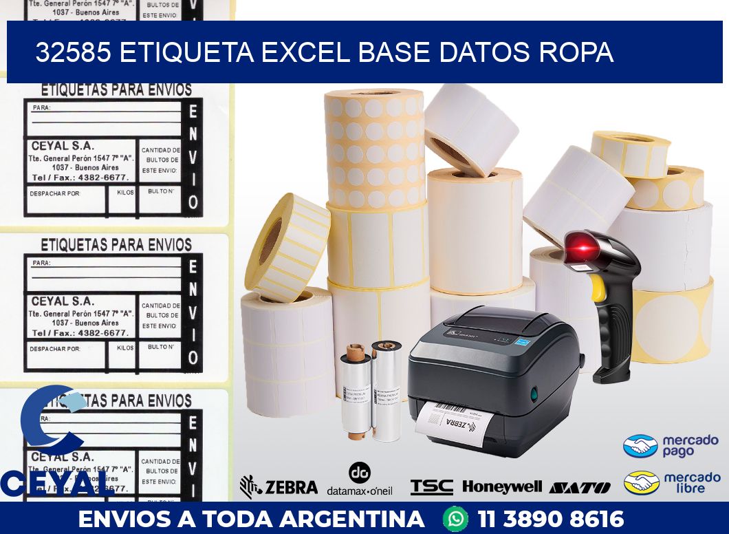 32585 etiqueta excel base datos ropa