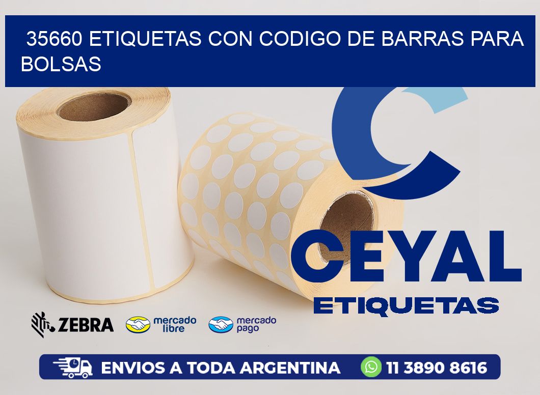 35660 ETIQUETAS CON CODIGO DE BARRAS PARA BOLSAS