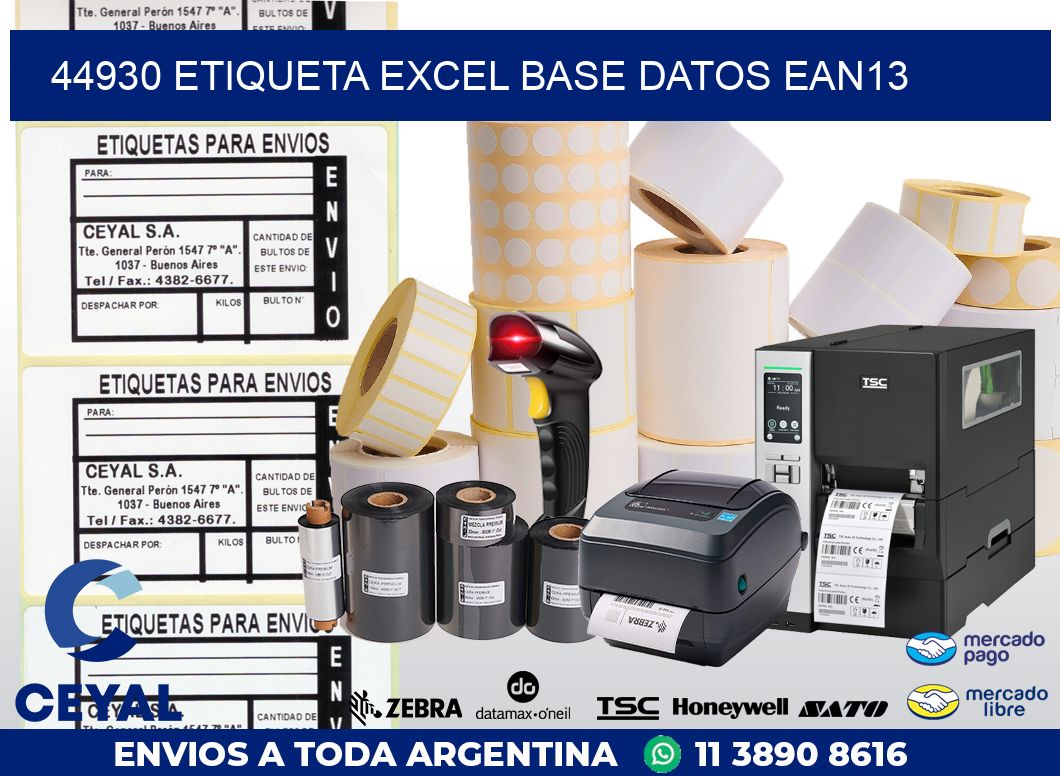 44930 etiqueta excel base datos ean13