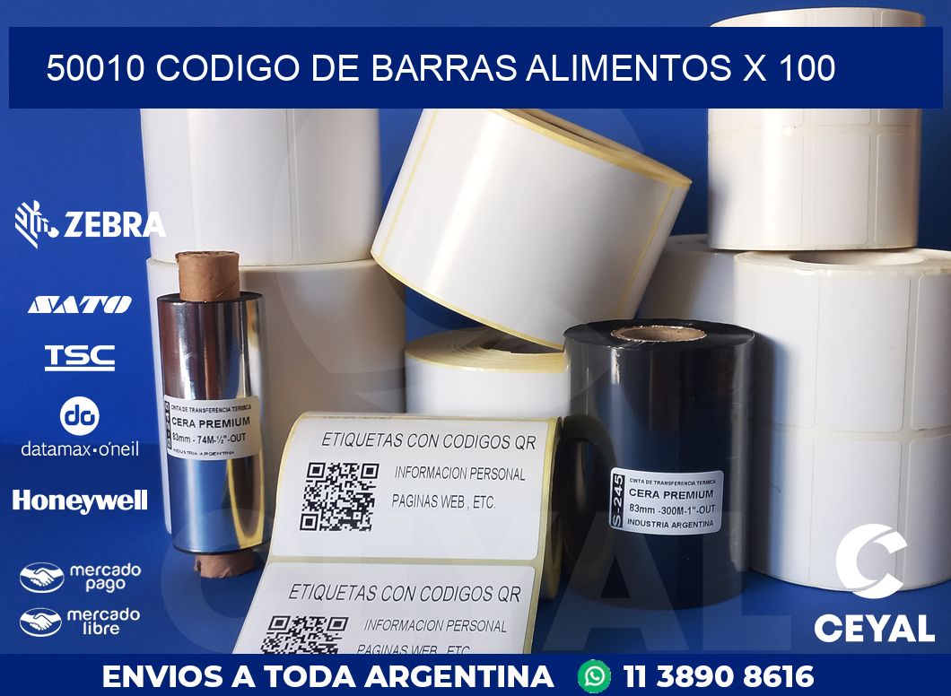 50010 CODIGO DE BARRAS ALIMENTOS x 100