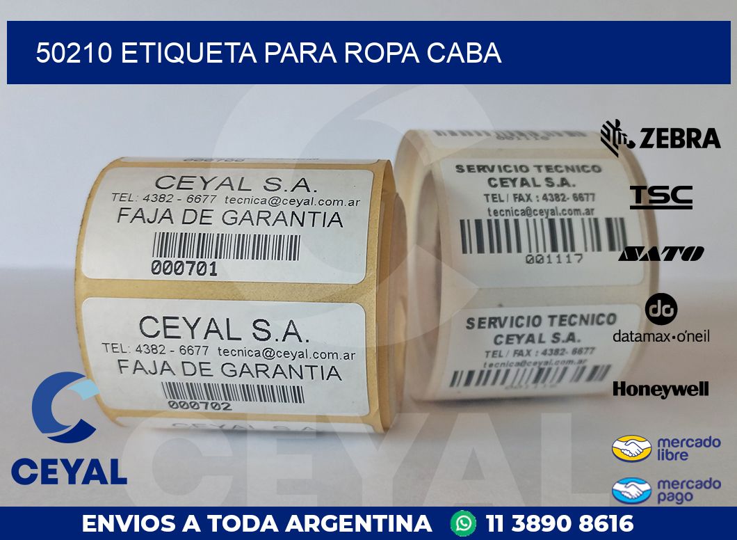 50210 ETIQUETA PARA ROPA CABA