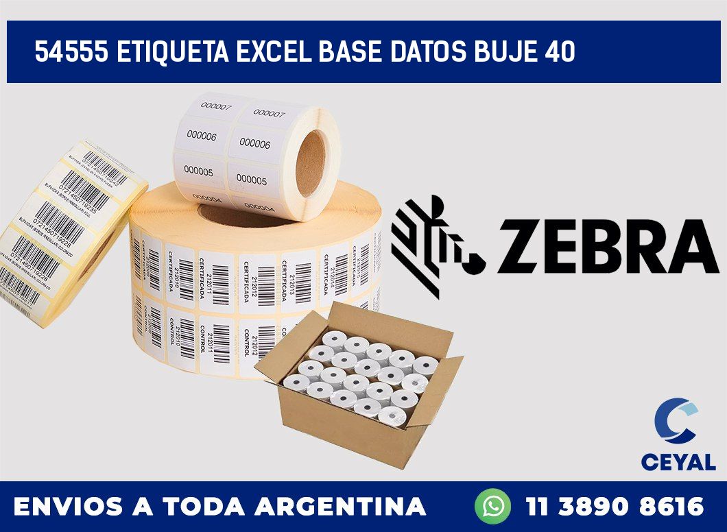 54555 etiqueta excel base datos buje 40