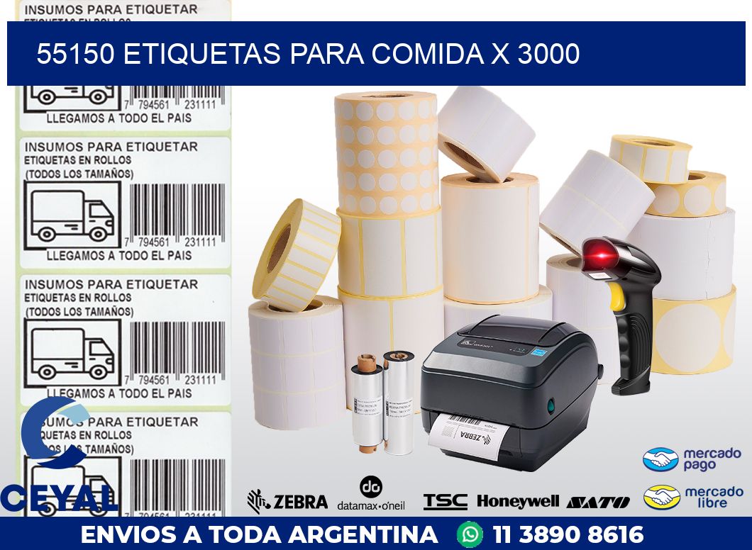 55150 ETIQUETAS PARA COMIDA x 3000