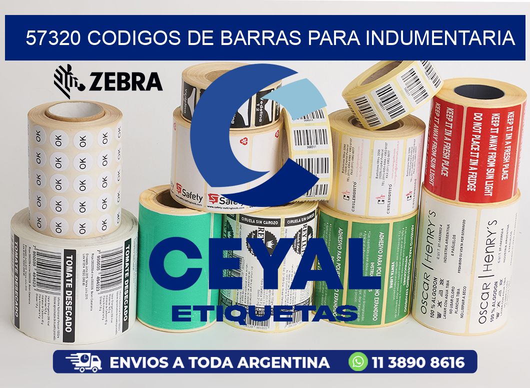 57320 CODIGOS DE BARRAS PARA INDUMENTARIA