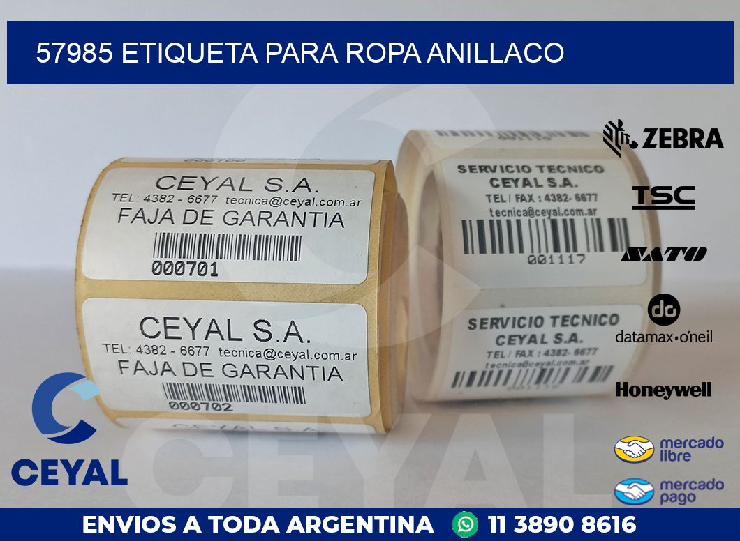 57985 ETIQUETA PARA ROPA ANILLACO