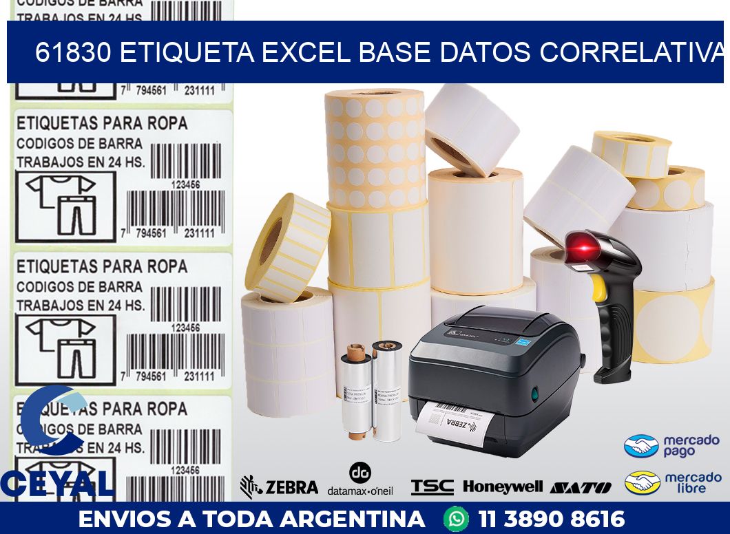 61830 etiqueta excel base datos correlativa