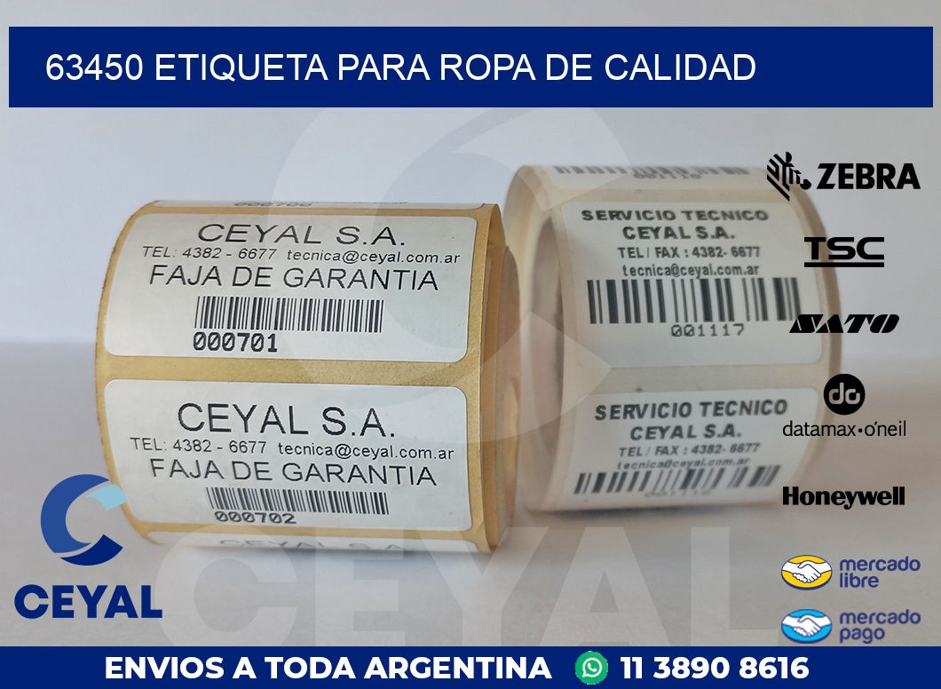 63450 ETIQUETA PARA ROPA DE CALIDAD