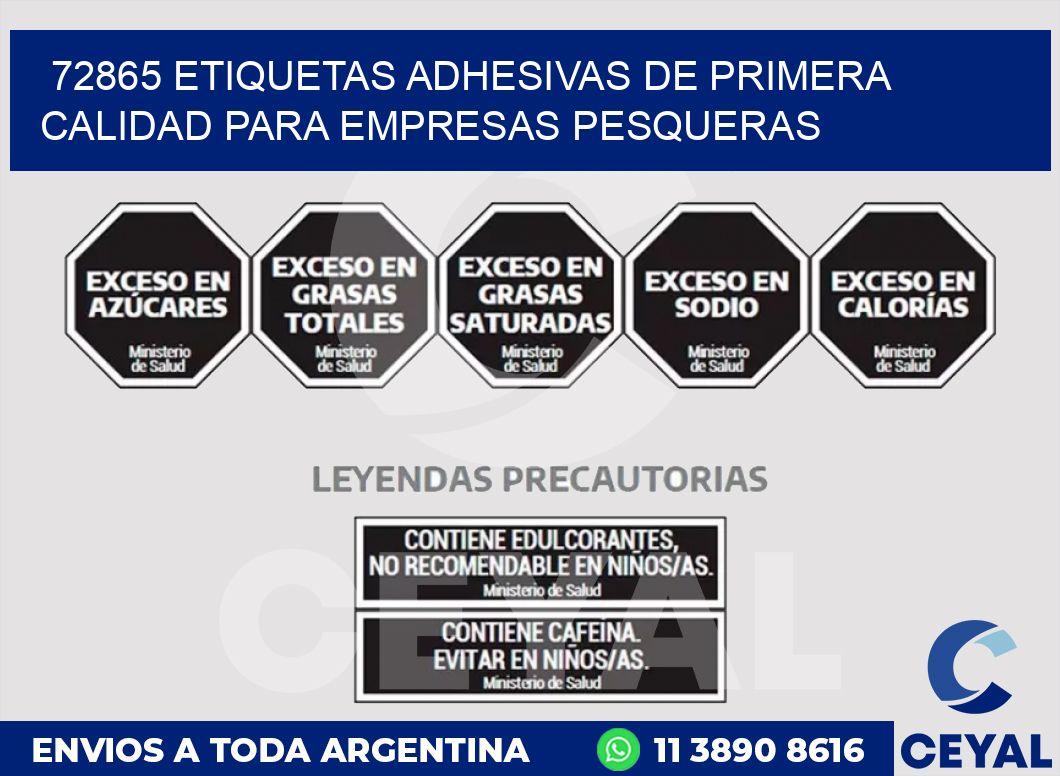 72865 ETIQUETAS ADHESIVAS DE PRIMERA CALIDAD PARA EMPRESAS PESQUERAS