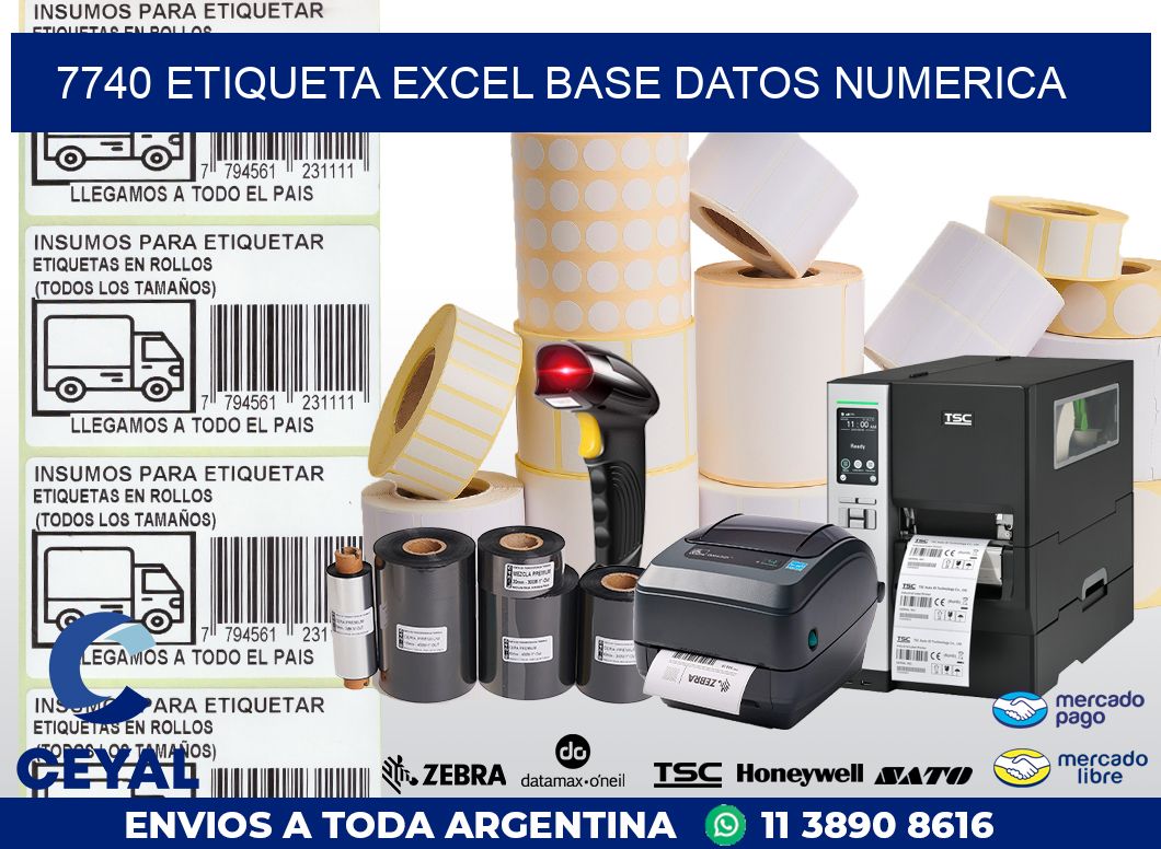 7740 etiqueta excel base datos numerica