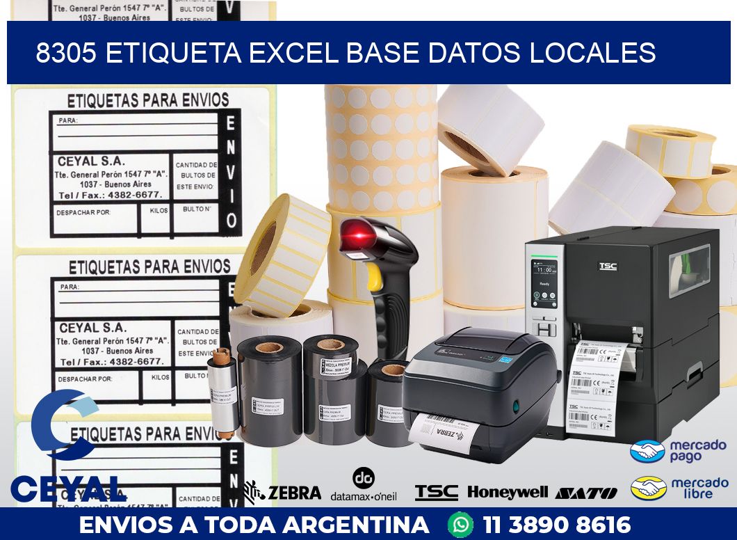 8305 etiqueta excel base datos locales