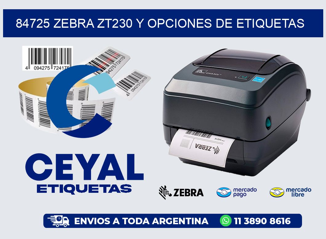 84725 Zebra ZT230 y Opciones de Etiquetas