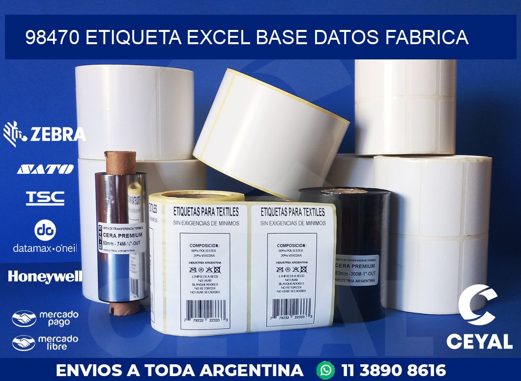 98470 etiqueta excel base datos fabrica