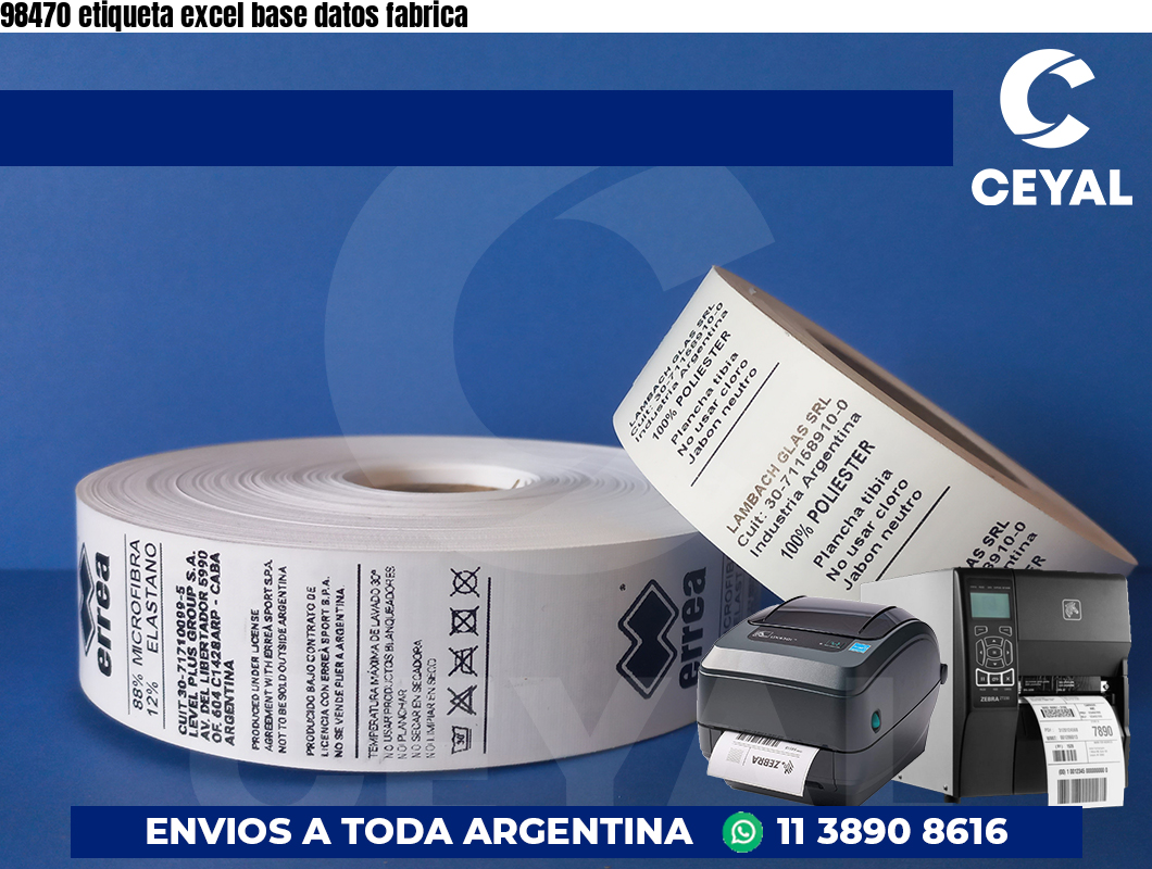 98470 etiqueta excel base datos fabrica