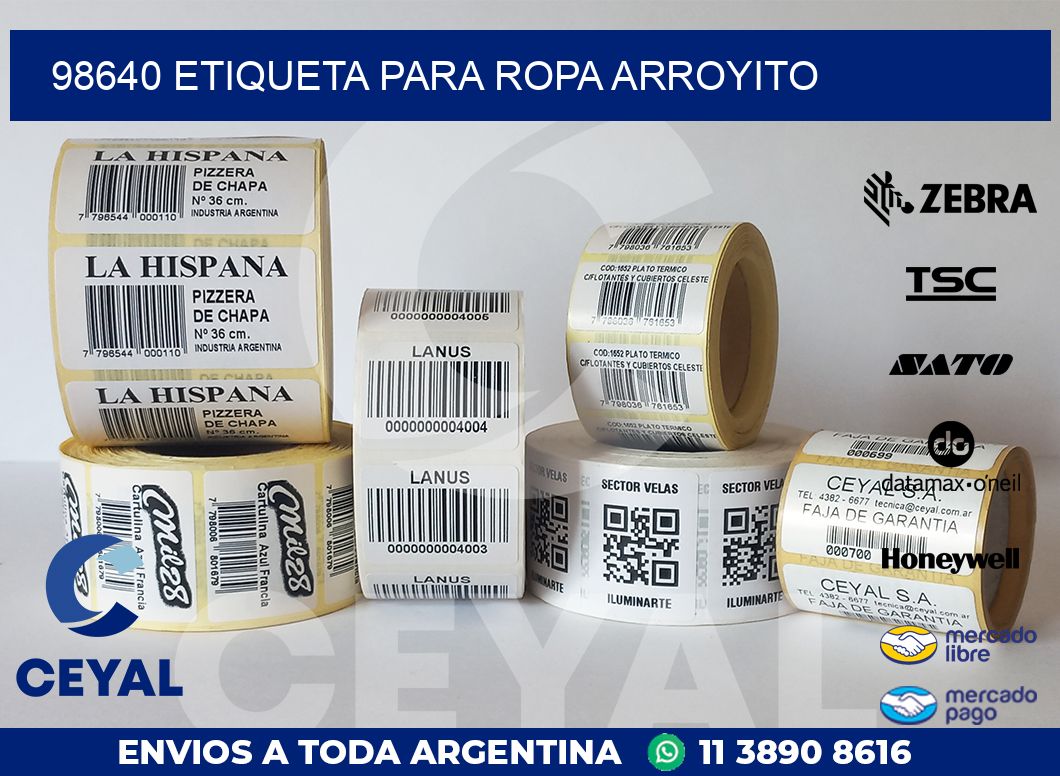 98640 ETIQUETA PARA ROPA ARROYITO