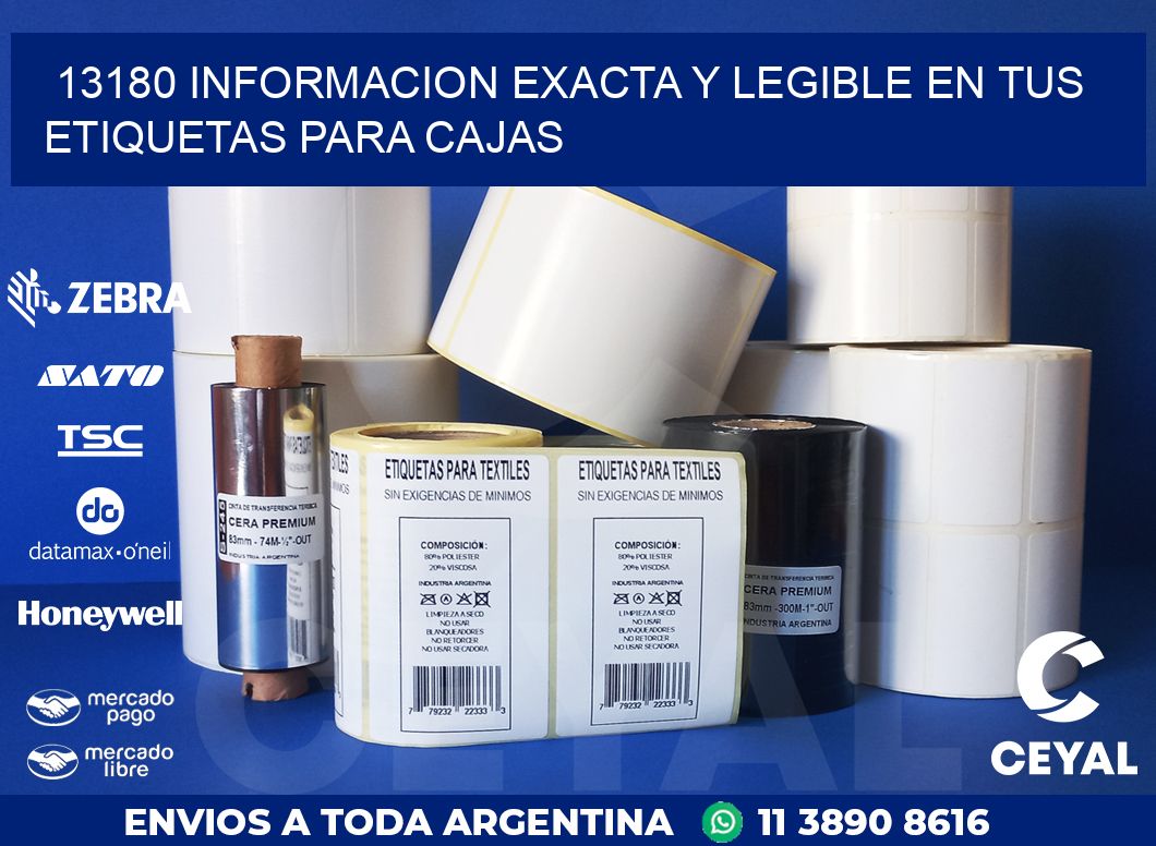 13180 INFORMACION EXACTA Y LEGIBLE EN TUS ETIQUETAS PARA CAJAS