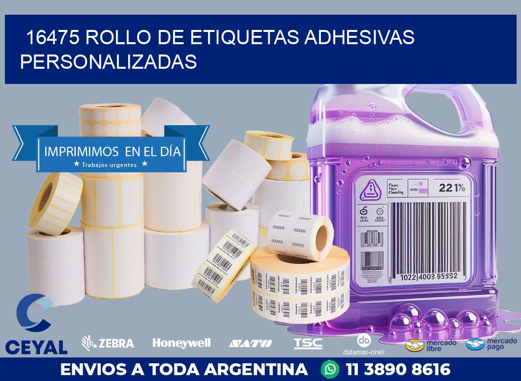 16475 ROLLO DE ETIQUETAS ADHESIVAS PERSONALIZADAS