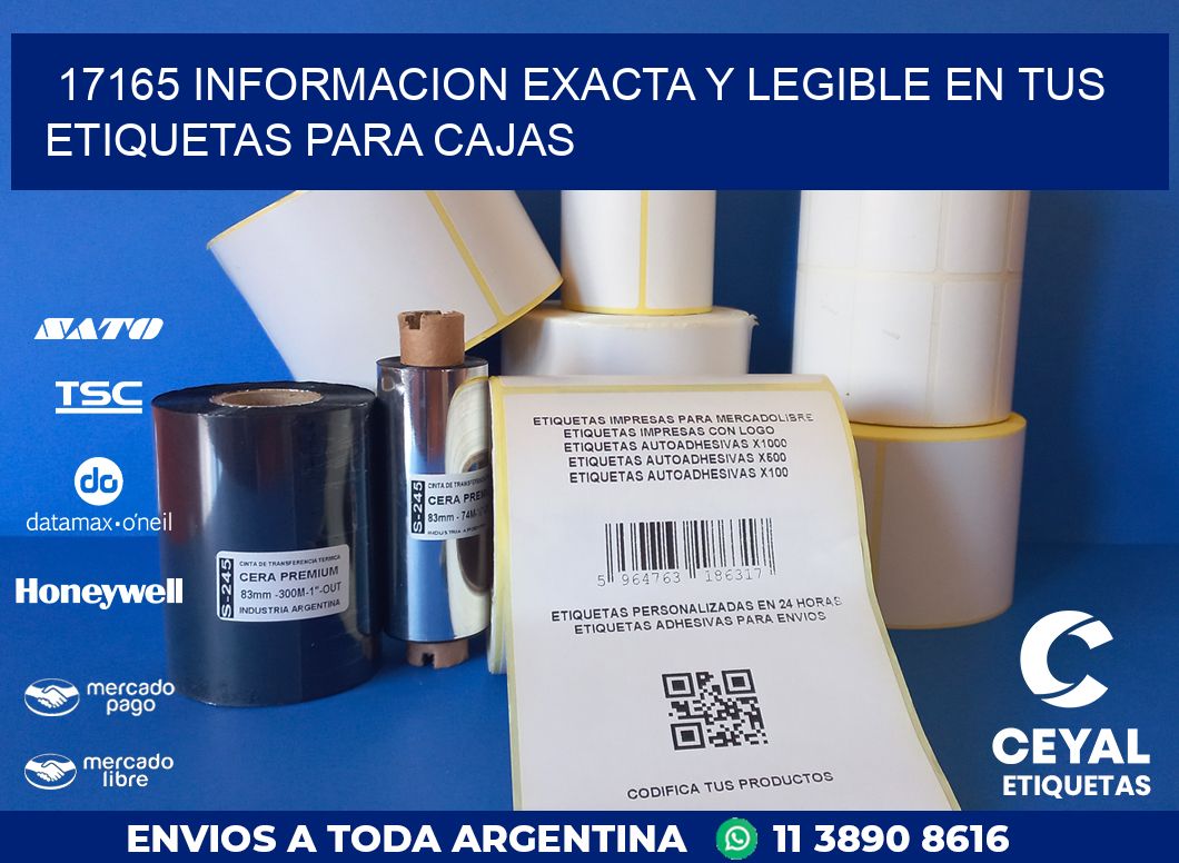 17165 INFORMACION EXACTA Y LEGIBLE EN TUS ETIQUETAS PARA CAJAS