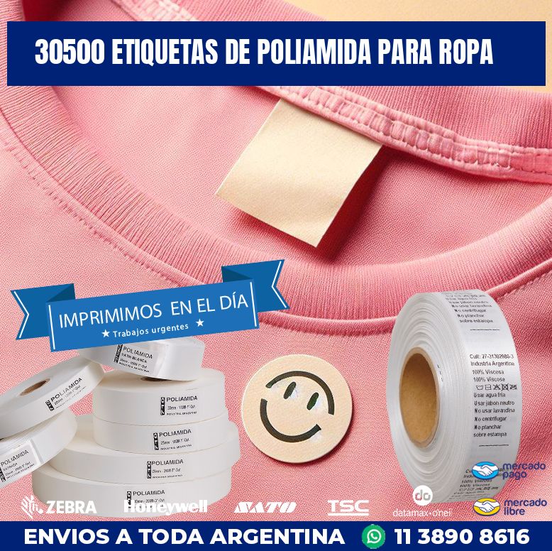 30500 ETIQUETAS DE POLIAMIDA PARA ROPA