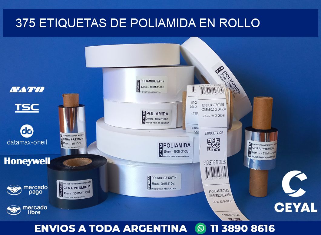 375 ETIQUETAS DE POLIAMIDA EN ROLLO