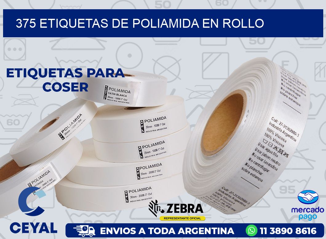 375 ETIQUETAS DE POLIAMIDA EN ROLLO