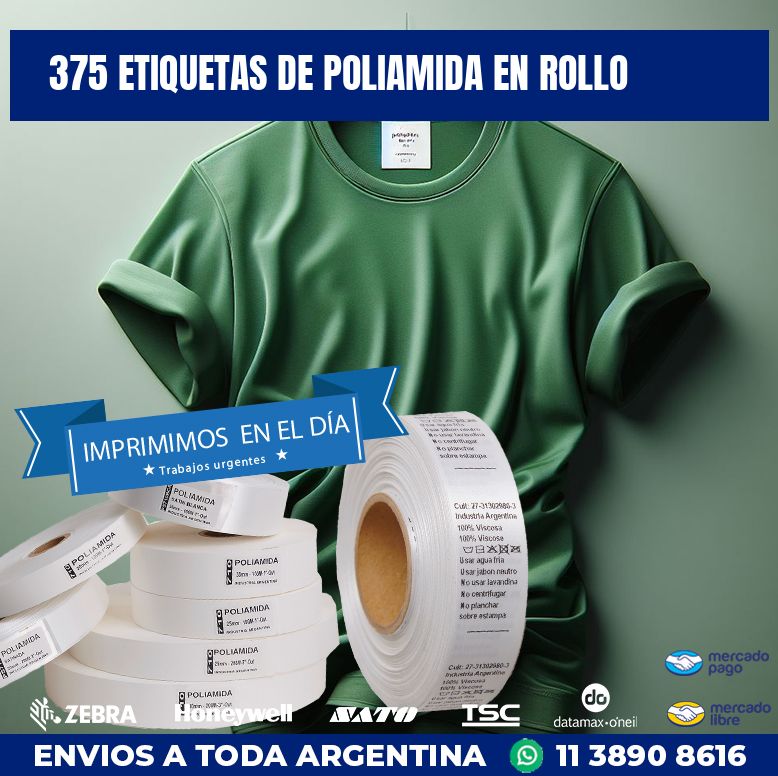 375 ETIQUETAS DE POLIAMIDA EN ROLLO