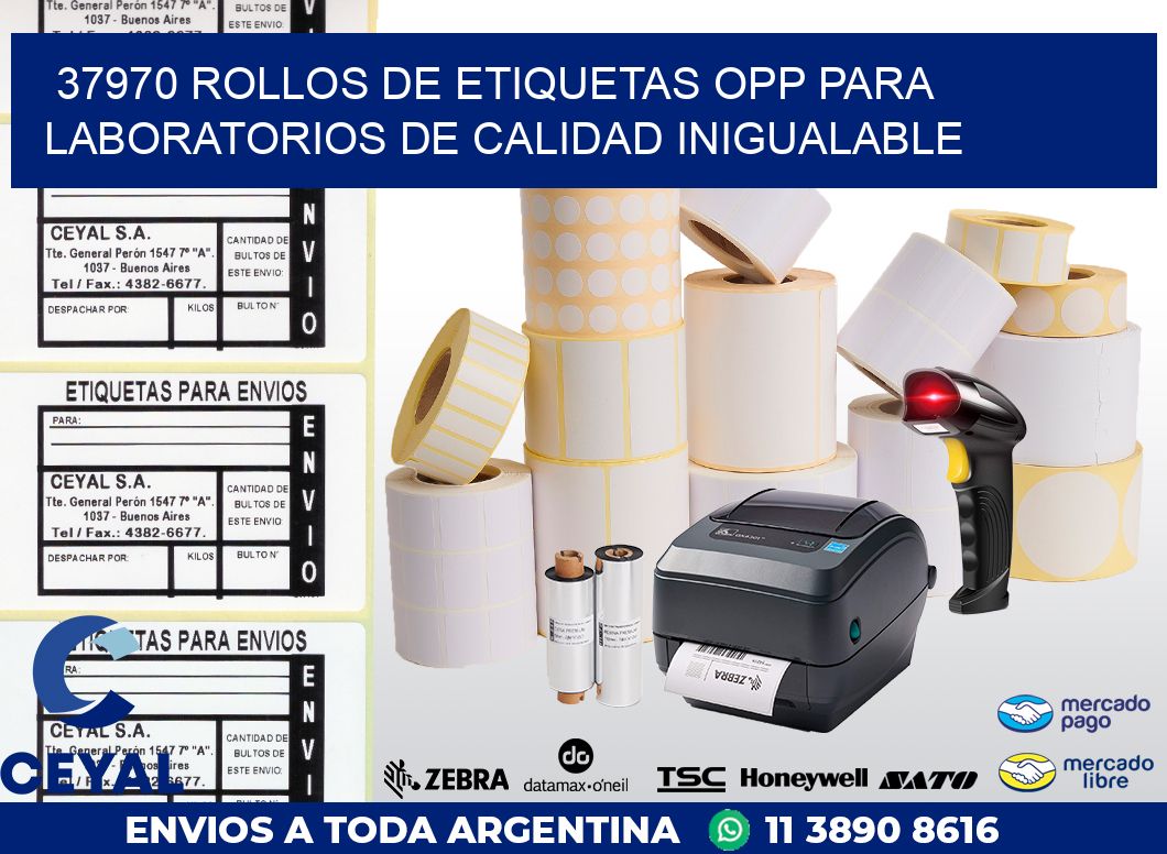 37970 ROLLOS DE ETIQUETAS OPP PARA LABORATORIOS DE CALIDAD INIGUALABLE