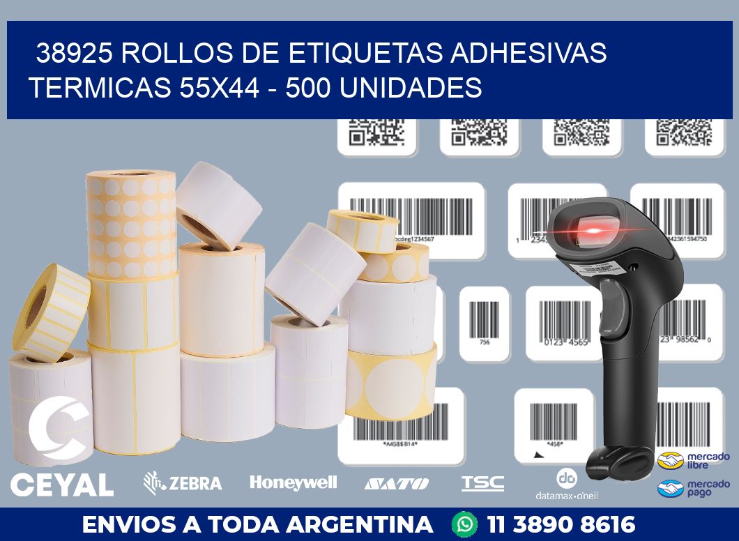 38925 ROLLOS DE ETIQUETAS ADHESIVAS TERMICAS 55X44 - 500 UNIDADES