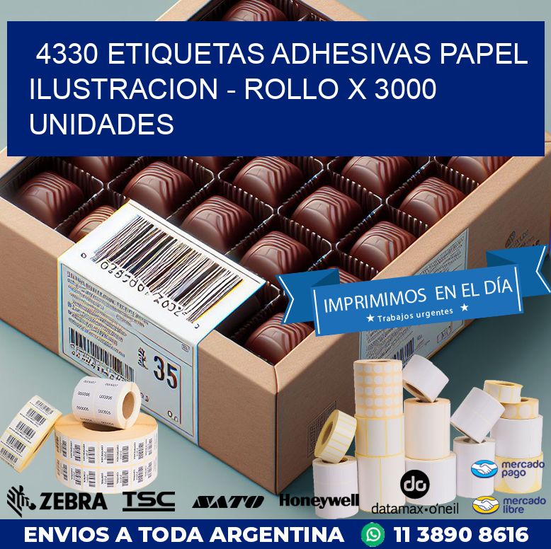 4330 ETIQUETAS ADHESIVAS PAPEL ILUSTRACION – ROLLO X 3000 UNIDADES