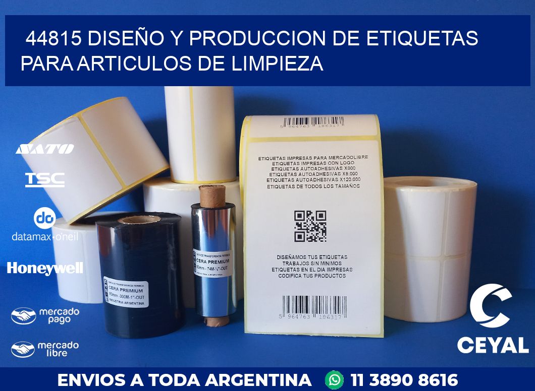 44815 DISEÑO Y PRODUCCION DE ETIQUETAS PARA ARTICULOS DE LIMPIEZA