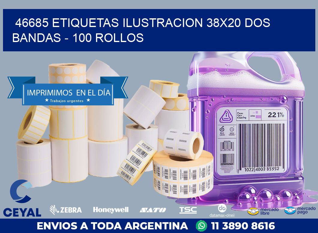 46685 ETIQUETAS ILUSTRACION 38X20 DOS BANDAS – 100 ROLLOS