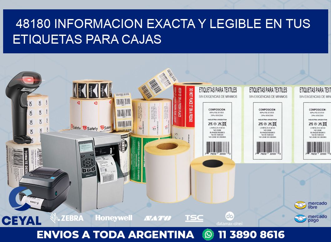 48180 INFORMACION EXACTA Y LEGIBLE EN TUS ETIQUETAS PARA CAJAS