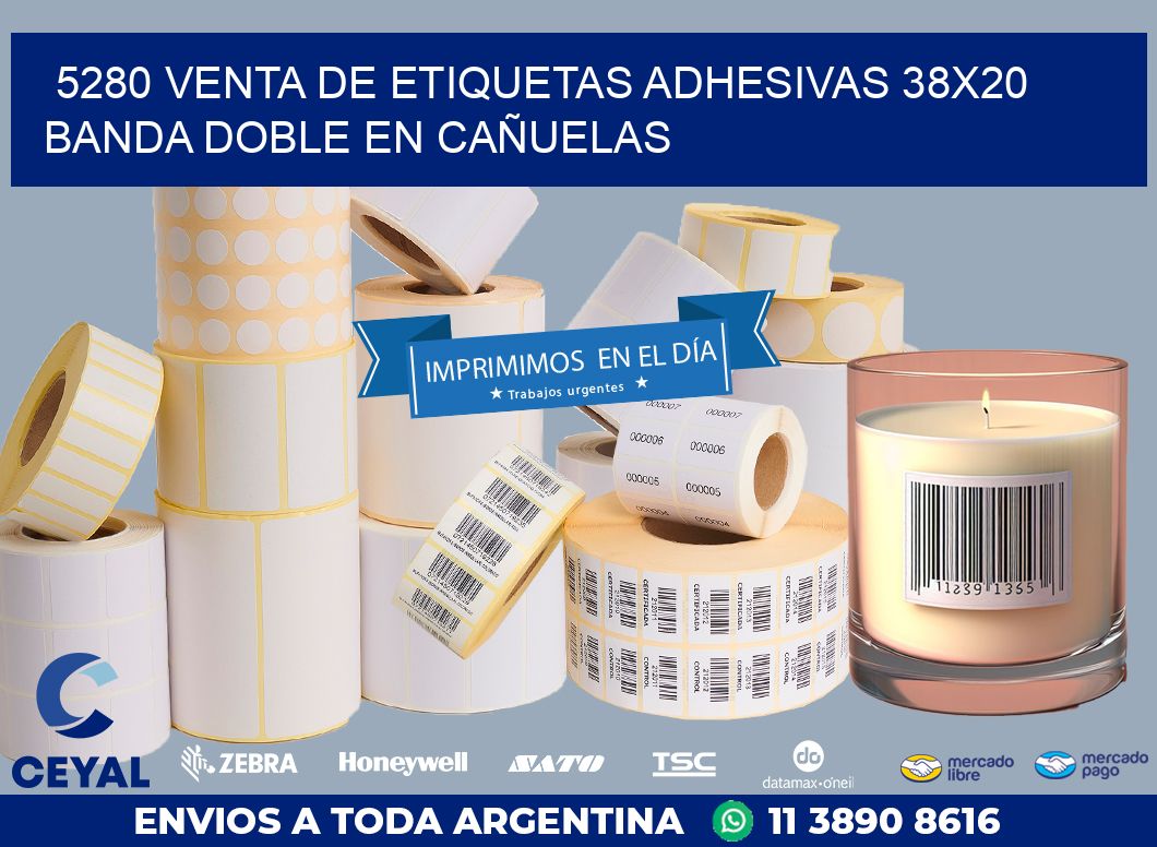 5280 VENTA DE ETIQUETAS ADHESIVAS 38X20 BANDA DOBLE EN CAÑUELAS