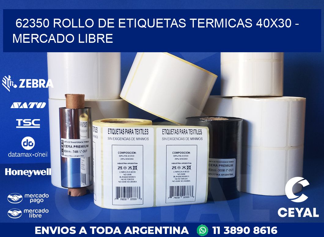 62350 ROLLO DE ETIQUETAS TERMICAS 40X30 - MERCADO LIBRE