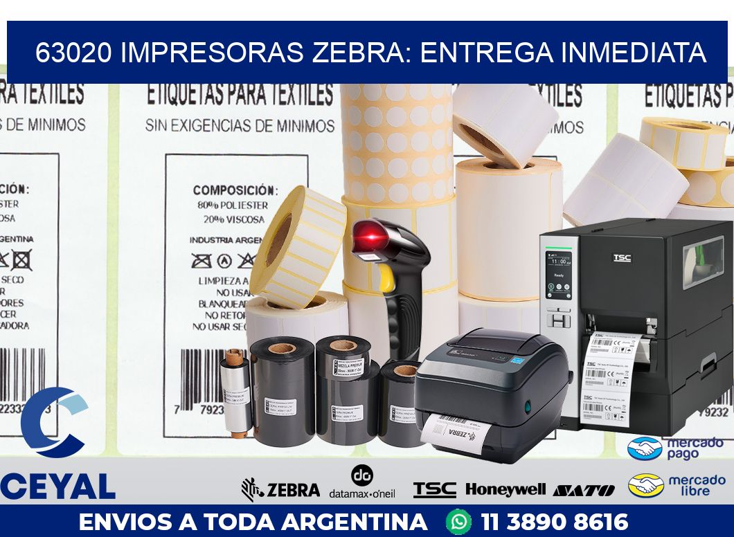 63020 IMPRESORAS ZEBRA: ENTREGA INMEDIATA