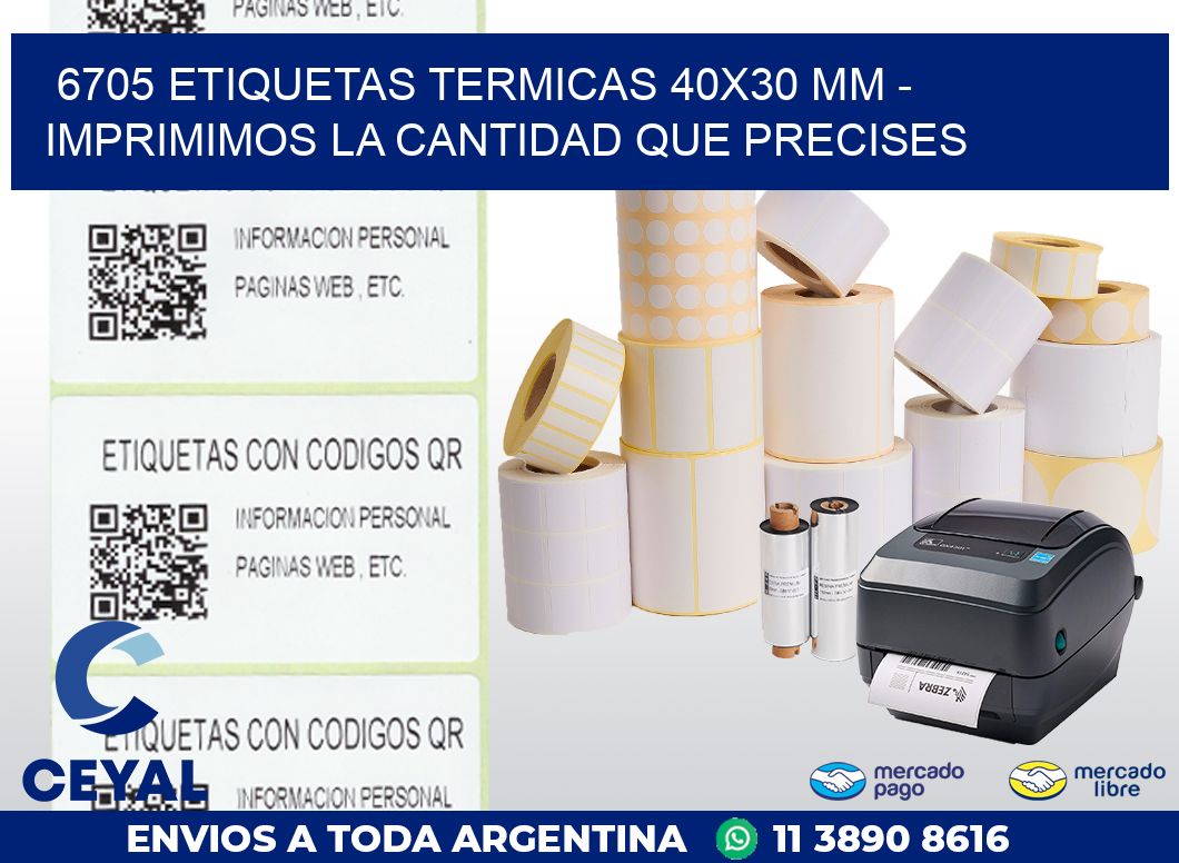 6705 ETIQUETAS TERMICAS 40X30 MM - IMPRIMIMOS LA CANTIDAD QUE PRECISES